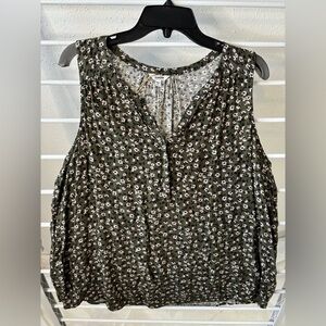 Sonoma olive/pink/black floral swing tank, 100% rayon, NWOT